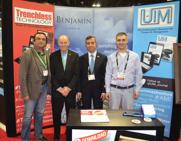 Trenchless Technology publisher Bernie Krzys with Baris Kahriman (left), Yasin Torun and Firat Sever.