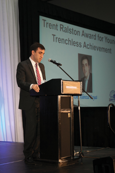 Dr. Aliraza Bayat, director of the Consortium for Engineered Trenchless Technologies at the University of Alberta, was a recipient of the Trent Ralston Award for Young Trenchless Achievement.