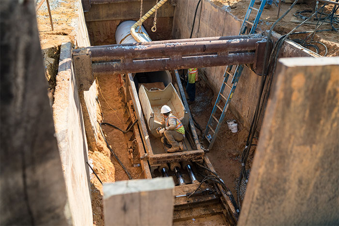 Man alone in trench